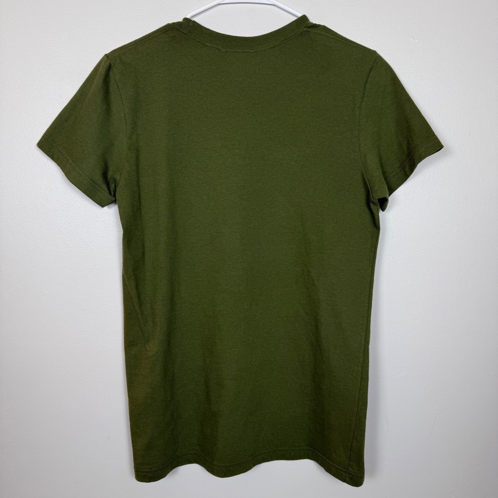 KOCH Fox Sequin Graphic Tee Women Medium Olive Green Embellished USA Cotton - Picture 5 of 8